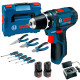 Акумуляторний шуруповерт Bosch Professional GSR 12V-15, набір ручних інструментів, Кейс (060186810R)