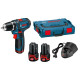 Акумуляторний шуруповерт Bosch Professional GSR 12V-15, 2 x АКБ GBA 12 B/2 Ач, ЗУ GAL 1230 CV, Toolbox Pro (0615990L28)
