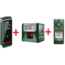 Лазерный дальномер Bosch PLR 20 (Zamo), Нивелир лазерный Bosch Quigo III, Детектор Bosch TRUVO
