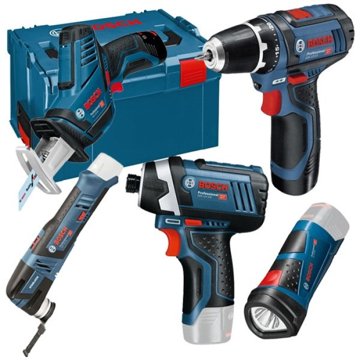 Набір із 5 акумуляторних інструментів Bosch 12 V Li-ion: GSR, GOP, GLI, GSA, GDR (0615990K11)