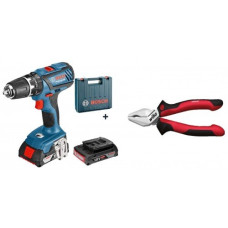Акумуляторний шуруповерт Bosch GSR 18-2-LI Plus 2x2.0 Ah (0615990K2P), Плоскогубці Wiha