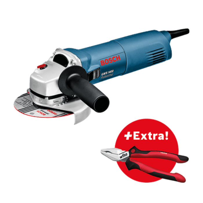 Кутова шліфувальна машина Bosch GWS 1400, плоскогубці Wiha (0615990K31)