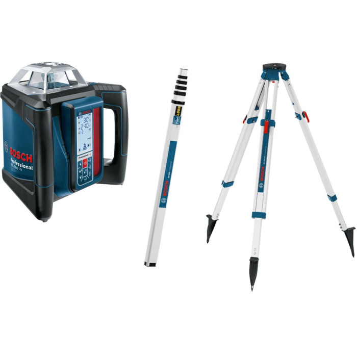 Ротационный лазер Bosch GRL 500 HV, Приемник LR 50, Штатив Bosch BT 170, Измерительная рейка Bosch GR 500