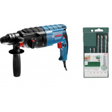 Перфоратор Bosch GBH 240, Набір бурів по бетону Bosch 5-10 мм, 5 шт, мастило для бурів (A0611272100+2609255541)