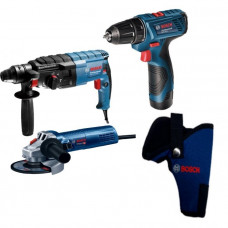 Перфоратор Bosch GBH 240, Болгарка Bosch GWS 750 S з регулюванням обертів, Акумуляторний шуруповерт Bosch GSR 120 LI (0611272100+0601394121+06019F7001)