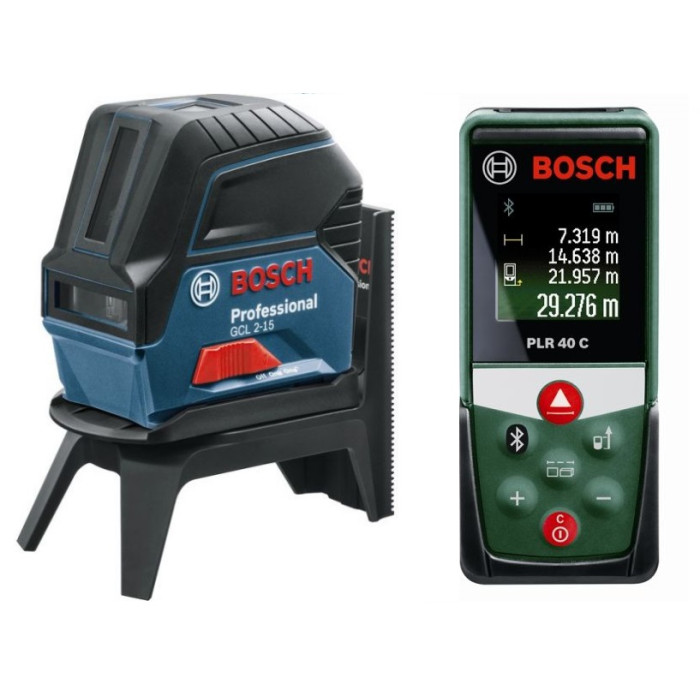 Лазерный нивелир Bosch GCL 2-15, RM1 (0601066E00), Лазерный дальномер Bosch PLR 40 C (0603672320)