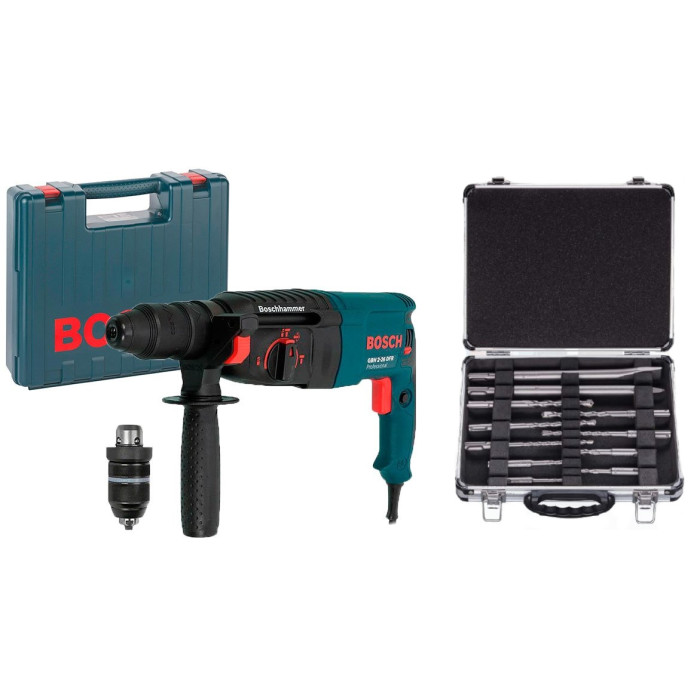 Перфоратор Bosch Professional GBH 2-26 DFR (0611254768), Змінний патрон SDS, Кейс, Набір SDS plus (0615990L2T)