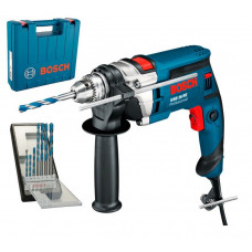 Дриль ударний Bosch Professional GSB 16 RE (060114E500), Кейс, Набір свердел Robust Line CYL-9 MultiConstruction (7 шт.) (0615990L2N)