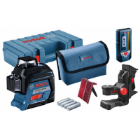 Линейный лазерный нивелир Bosch Professional GLL 3-80, Универсальный держатель Bosch BM 1, Лазерный приемник Bosch LR 7, кейс