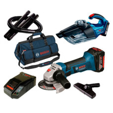 Набір Bosch УШМ GWS 18-125 V-Li, пилосос GAS 18V-1 з/в AL 1860 CV, 2 x акб GBA 18V 5 Ah, сумка (060193A3BP)