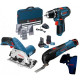 Акумуляторний шуруповерт Bosch GSR 12V-15, Набір аксесуарів 39 шт. Акумуляторна дискова пилка Bosch GKS 12V-26, Акумуляторний універсальний різак Bosch GOP 10,8 V-LI, Пиляльне полотно AIZ 20 A (0601868101+06016A1001+060185800)