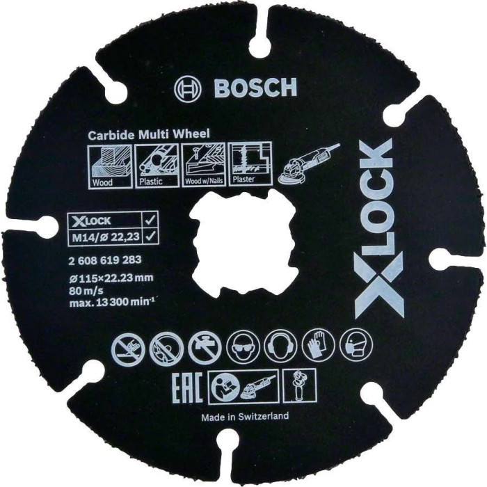 Диск отрезной твердосплавный Bosch X-LOCK Carbide Multi Wheel 115x1x22.2 мм (2608619283)