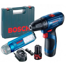 Акумуляторний дриль-шуруповерт Bosch GSR 120-LI, GLI 12V-300, GAL 1210 CV, 2 акб GBA 12 В/2Ач, валіза (06019G8004)