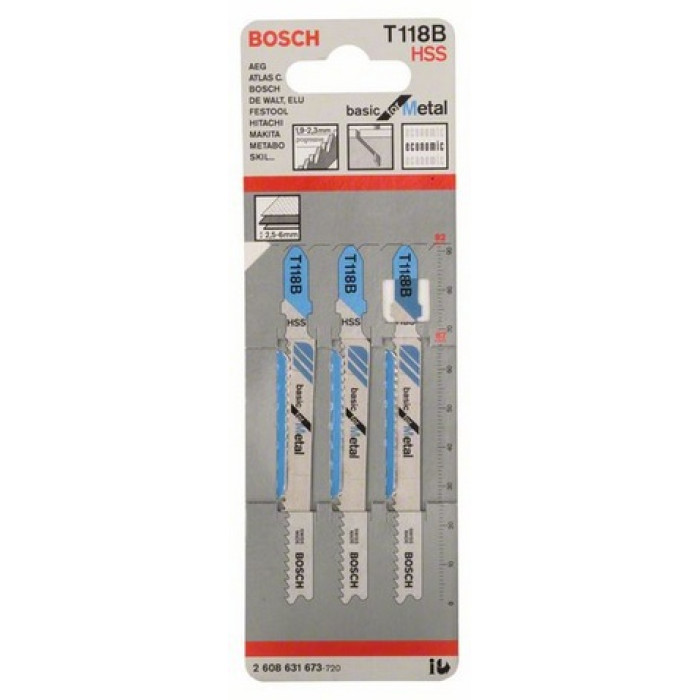 Пилки для лобзика Bosch T118B, 67мм, 3 шт (2608631673)