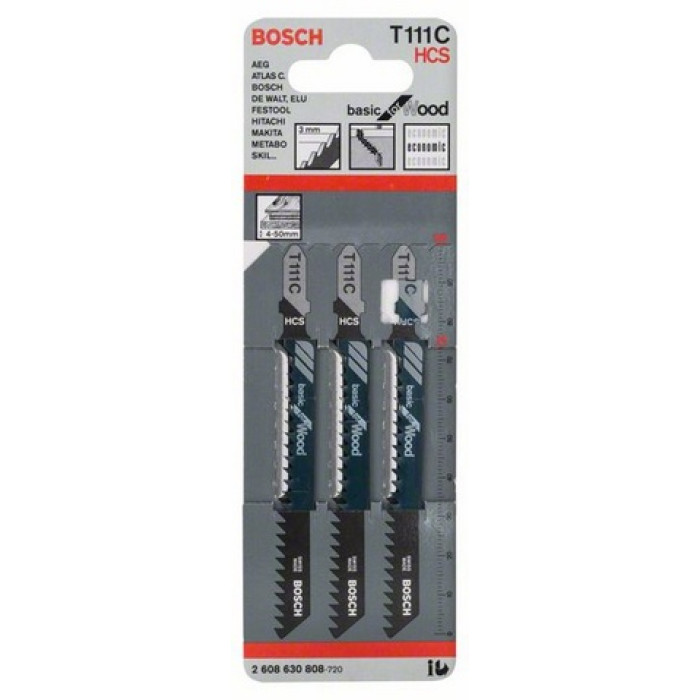 Набор пилок для лобзика Bosch T111C 3 шт. (2608630808)
