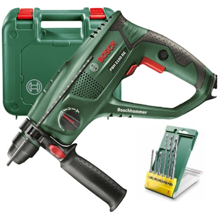 Перфоратор Bosch PBH 2100 RE (06033A9303) + набір бурів SDS-PLUS 6 шт.