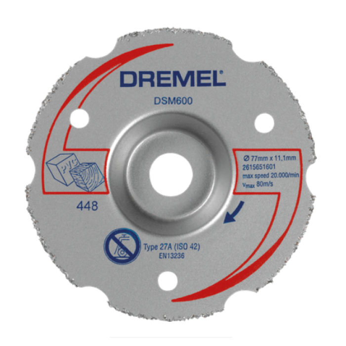 Отрезной диск карбидный для резки заподлицо Dremel DSM600 77x11.1 мм (2615S600JB)