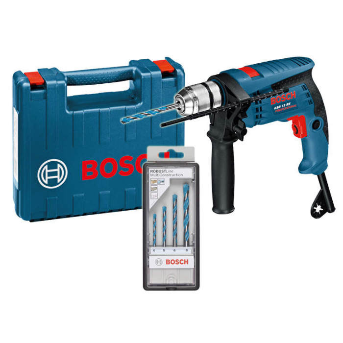 Дриль ударний Bosch GSB 13 RE БЗП (0601217103), набір свердл