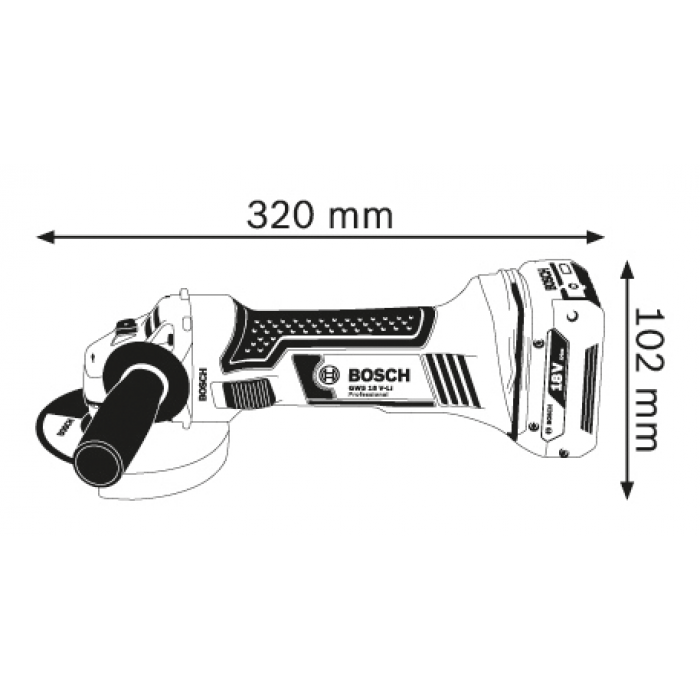Акумуляторна кутова шліфувальна машина Bosch GWS 18 V-LI Professional (060193А308)