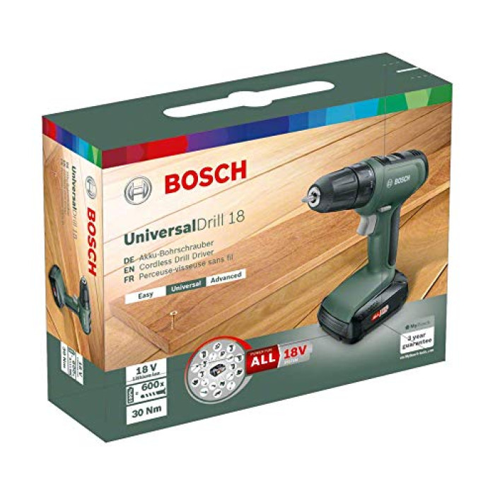 Шуруповерт акумуляторний Bosch UniversalDrill18 (АКБ 2 шт) (06039C8002)