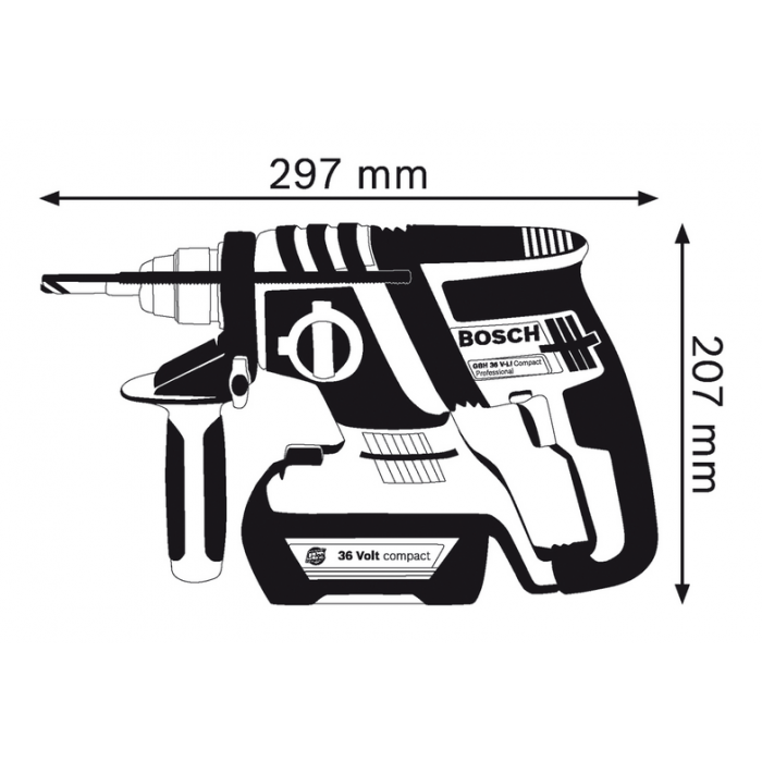 Акумуляторний перфоратор Bosch GBH 36 V-EC Compact (1,3 А*год) Professional (0611903R02)