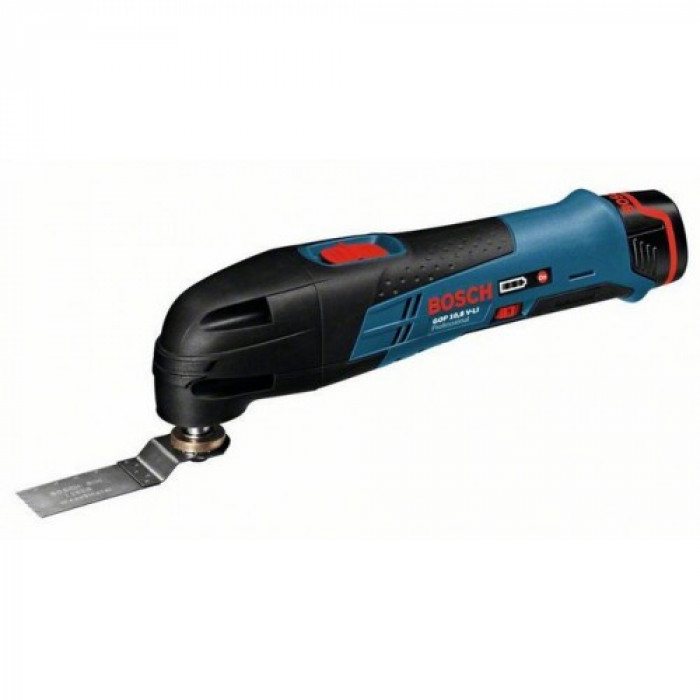 Акумуляторний шуруповерт Bosch GSR 12V-15, Набір аксесуарів 39 шт. Акумуляторна дискова пилка Bosch GKS 12V-26, Акумуляторний універсальний різак Bosch GOP 10,8 V-LI, Пиляльне полотно AIZ 20 A (0601868101+06016A1001+060185800)