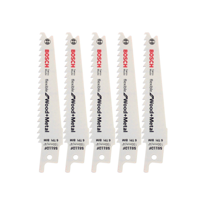Пильное полотно для сабельной пилы Bosch S 511 DF Flexible for Wood and Metal, 5 шт. (2608657723)