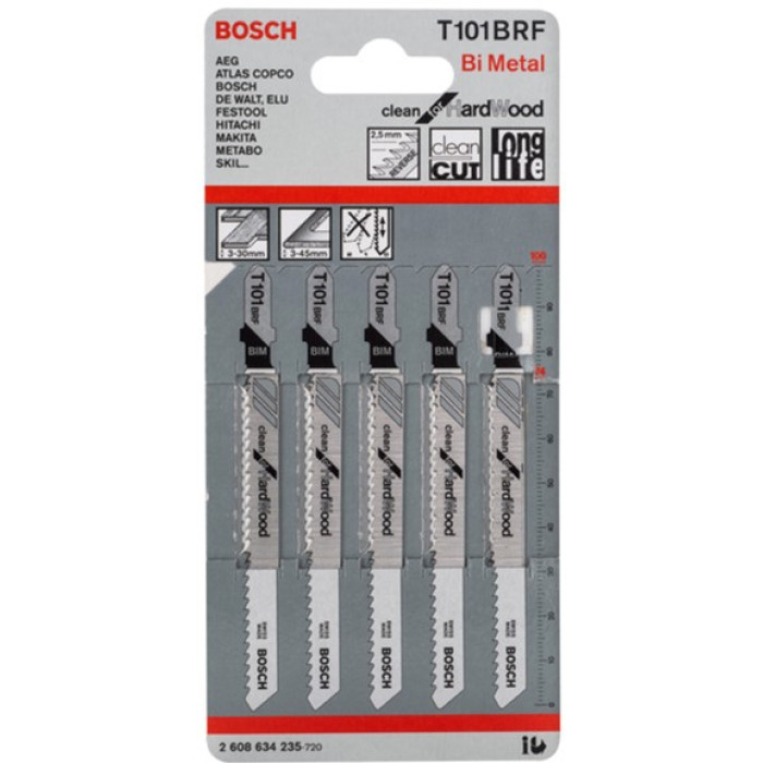 Пильные полотна для лобзика Bosch T 101 BRF Clean for HardWood, BIM 5 шт (2608634235)