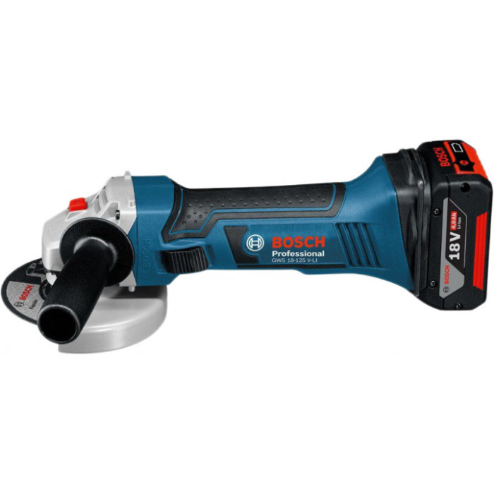 Акумуляторна кутова шліфувальна машина Bosch GWS 18-125 V-LI, акумулятор GBA 18 В 4.0 А·год, ЗУ GAL 18В-40 (0615990L6G)