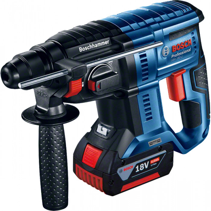 Перфоратор акумуляторний Bosch Professional GBH 180-LI, Акумуляторна кутова шліфувальна машина Bosch GWS 18-125 V-LI, АКБ GBA 4.0 A*год - 2 шт, ЗУ GAL(0615990L6J+0615990L6G)