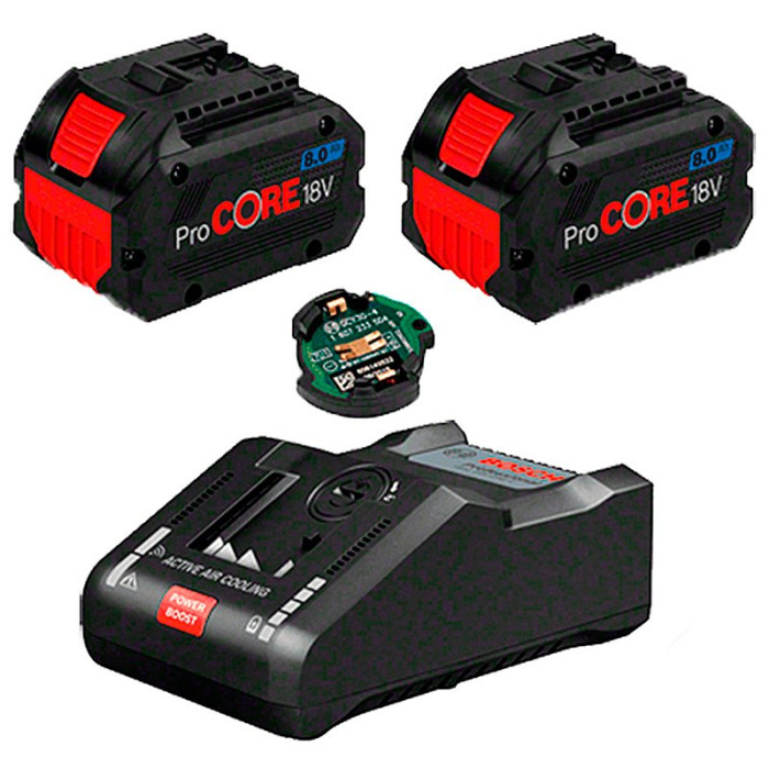 Набор аккумуляторов Bosch GBA ProCORE 18 В 8.0 Ач - 2 шт, зарядное устройство GAL 18V-160 C, Модуль Bluetooth Low Energy GCY 42 (1600A016GP)