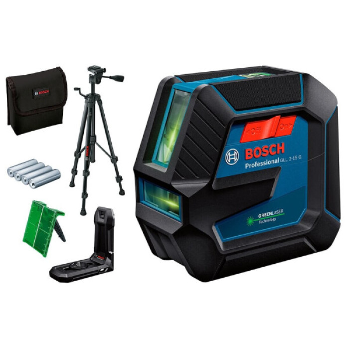Лазерный нивелир Bosch Professional GLL 2-15 G, штатив BT 150 (0601063W01)