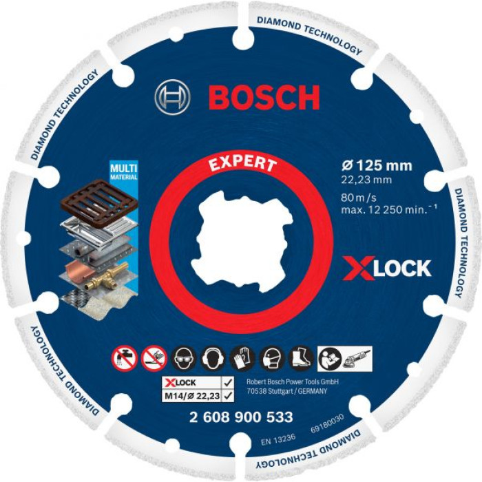 Алмазный отрезной круг по металлу Bosch Diamond Metal Wheel X-LOCK 125x22.23 мм (2608900533)