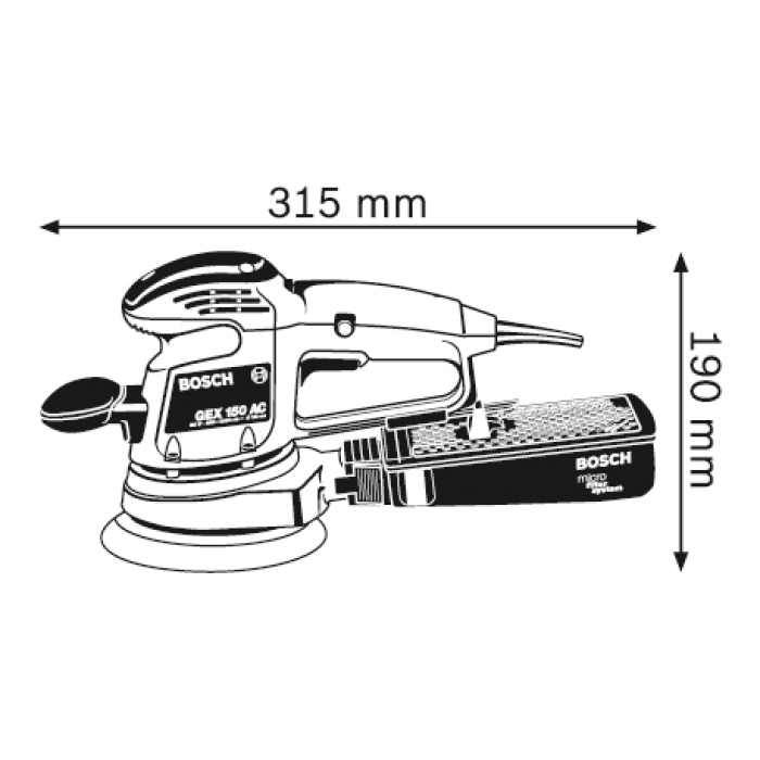 Ексцентрикова шліфувальна машина Bosch GEX 150 AC Professional (0601372768)