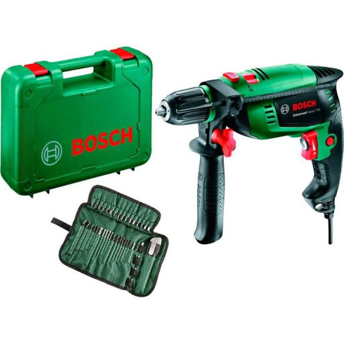 Дриль ударний Bosch UniversalImpact 700, набір з 39 насадок (060313100A)