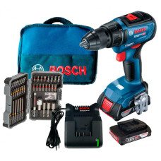 Акумуляторний шуруповерт Bosch GSR 18V-50, набір оснастки 43 шт. (06019H5004)