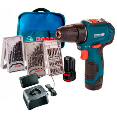 Акумуляторний безщітковий шуруповерт Bosch Professional GSR 12V-30, 2акб 12V 2Ah, GAL 12V-20, сумка, 3 набори насадок (06019G9001)