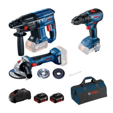 Набір інструментів Bosch Professional перфоратор GBH 180-LI, дриль-шуруповерт GSR 18V-50, болгарка GWS 180-LI в сумці з 2 акб GBA 18V 5.0Ah та з/в GAL 1880 CV (0615990M32)