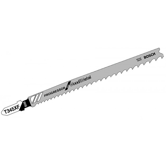 Пилка для лобзика Bosch по дереву и металлу T345XF, 2.4-5×132 мм, 100 шт. (2608634486)