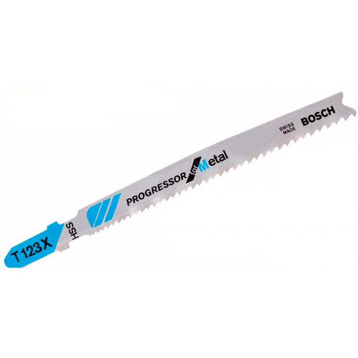Пилка для лобзиков Bosch по металлу T 123 X, 1.2-2.6×100 мм, 100 шт. (2608638700)