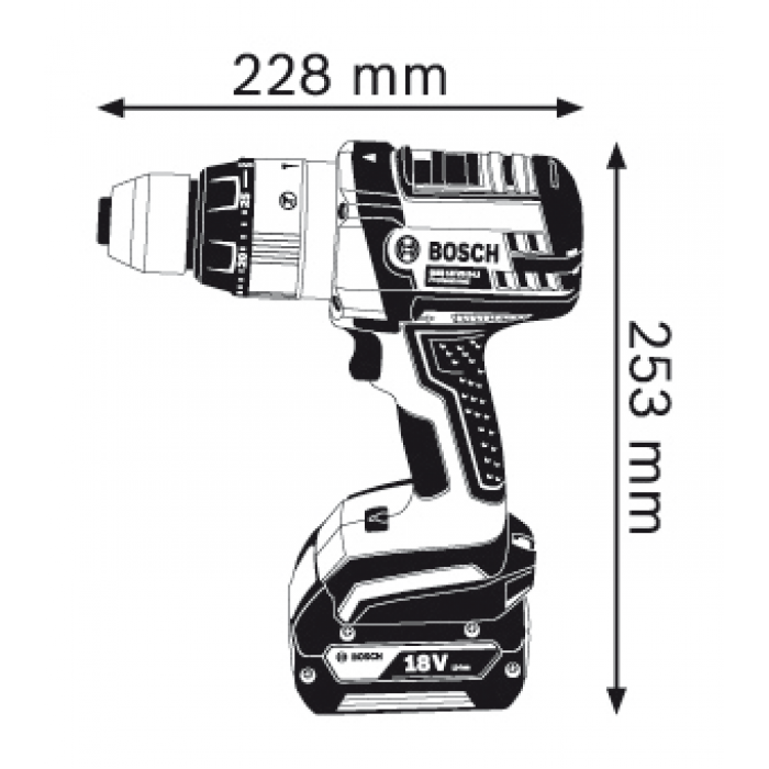 Акумуляторний ударний шуруповерт Bosch GSB 18 VE-2-LI Professional (каркас) (06019D9302)