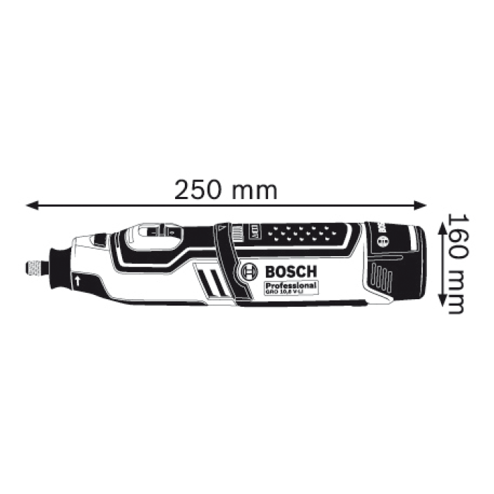 Акумуляторний ротаційний інструмент Bosch GRO 10,8 V-LI Professional (Без акумулятора та зарядного пристрою) (06019C5000)